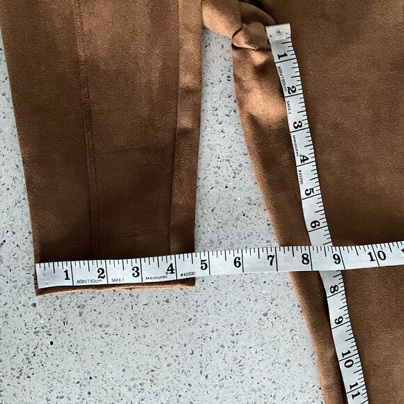 SPANX Shaping Leggings Size L Rich Caramel Faux Suede Pull On Stretch - Picture 6 of 11